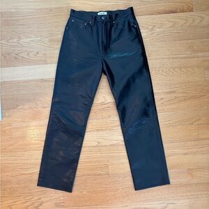 Agolde Black leather straight leg pants